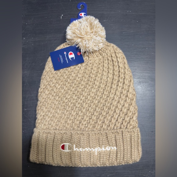 Champion Accessories - Champion Twist Chunky Rib Knit Cuff Beanie Hat Women’s OSFA Winter Pom Cap NWT
